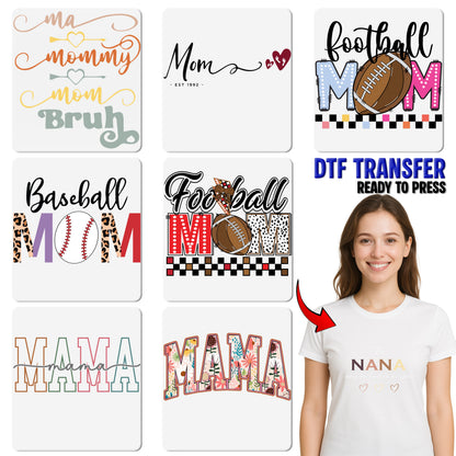 Baseball Mom DTF Transfer Ready To Press Iron-On for T-Shirt Cute Sporty Leopard Print Mother's Day Gift