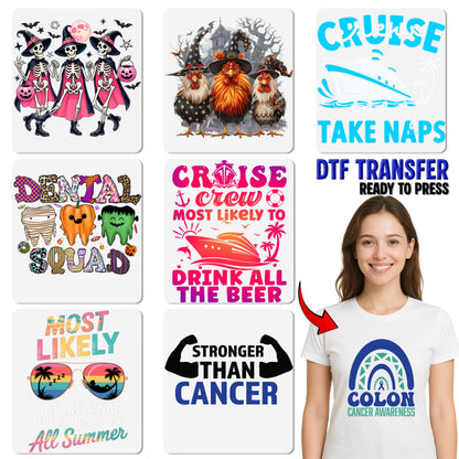 Cruise Vacation Humor Iron-On Funny DTF Transfer Ready To Press for Group T-Shirts & Apparel 2024