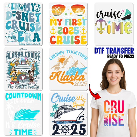 Cruise Vacation DTF Transfer for Funny Nautical Theme T-Shirt, Ready To Press Family & Group Cruise Tees, Cute Palm Tree Design Print