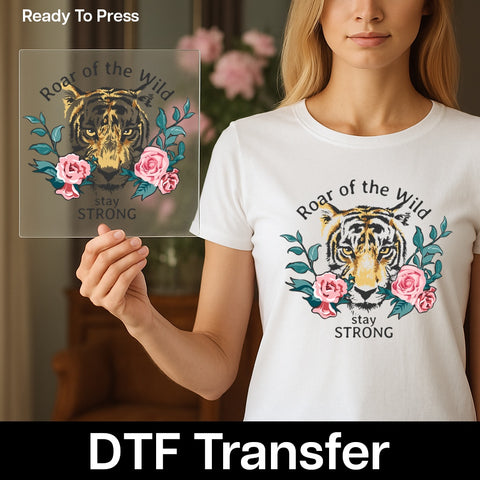 Roar of the Wild Tiger DTF Transfer Inspirational Boho Chic Nature Shirt for Motivational Apparel