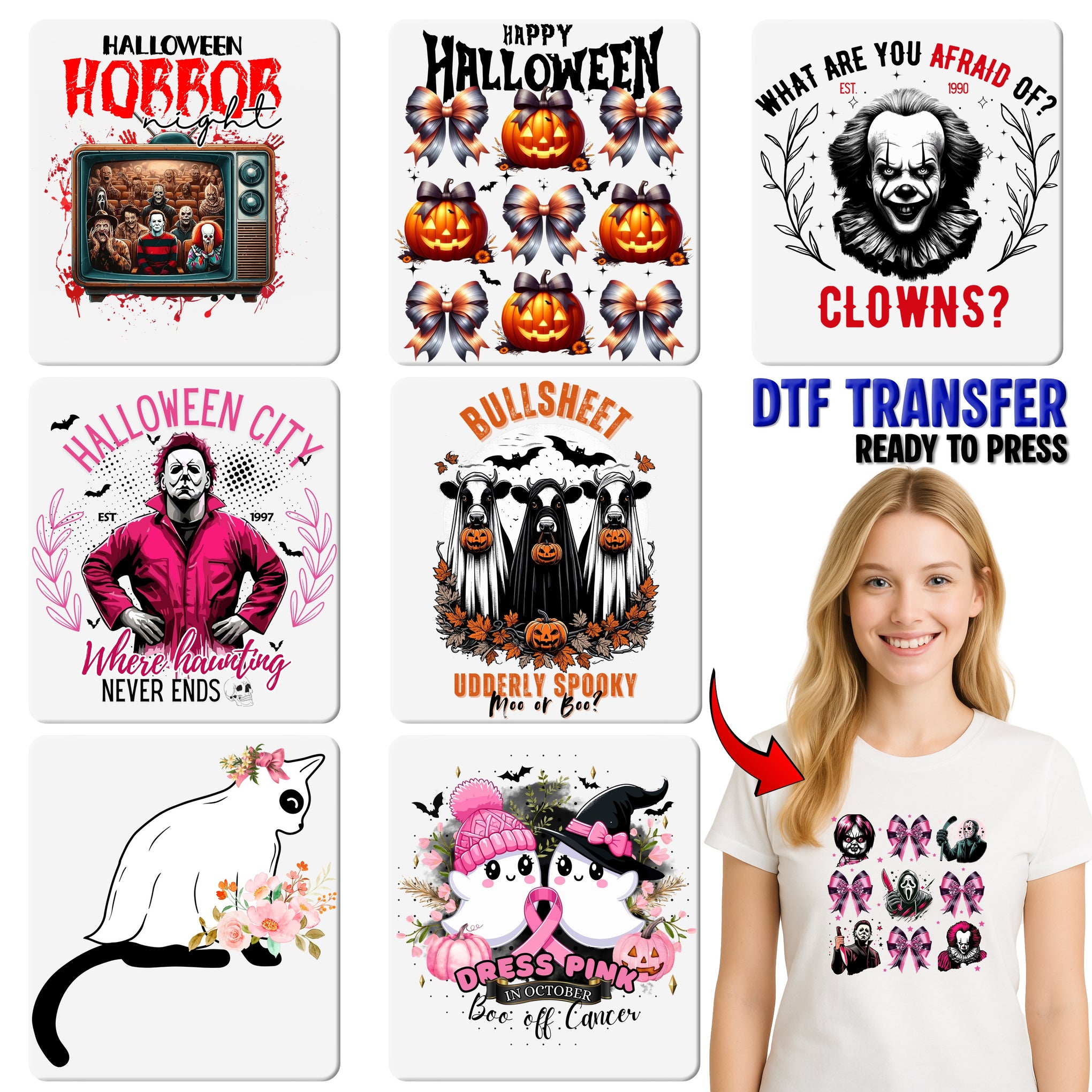 Elegant Halloween Pumpkin Spice Jack-O'-Lantern DTF Transfer for Moms & Festive Apparel
