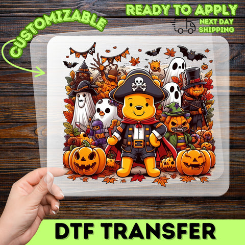 Cute Halloween Bears & Pumpkins DTF Transfer | Iron-On Ready for Fun Trick or Treat Family Shirts & Apparel