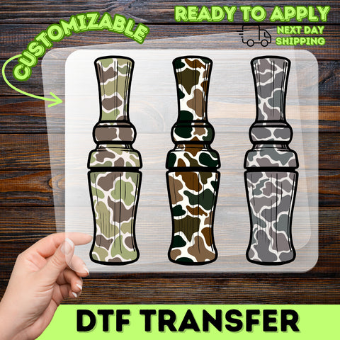 Rustic Camouflage Duck Call Ready to Press DTF Transfer for Hunting T-Shirt Mens & Womens Outdoor Enthusiast Apparel