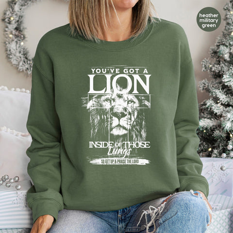Religious Lion Design Inspirational DTF Transfer Iron On Ready To Press Christian Group Apparel Motivational Faith Tee