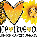 Peace Love Cure Cancer Shirts for Kids, Childhood Cancer Awareness Sunflower Tshirts, Peace Heart Gold Ribbon Leopard Print Graphic Tees
