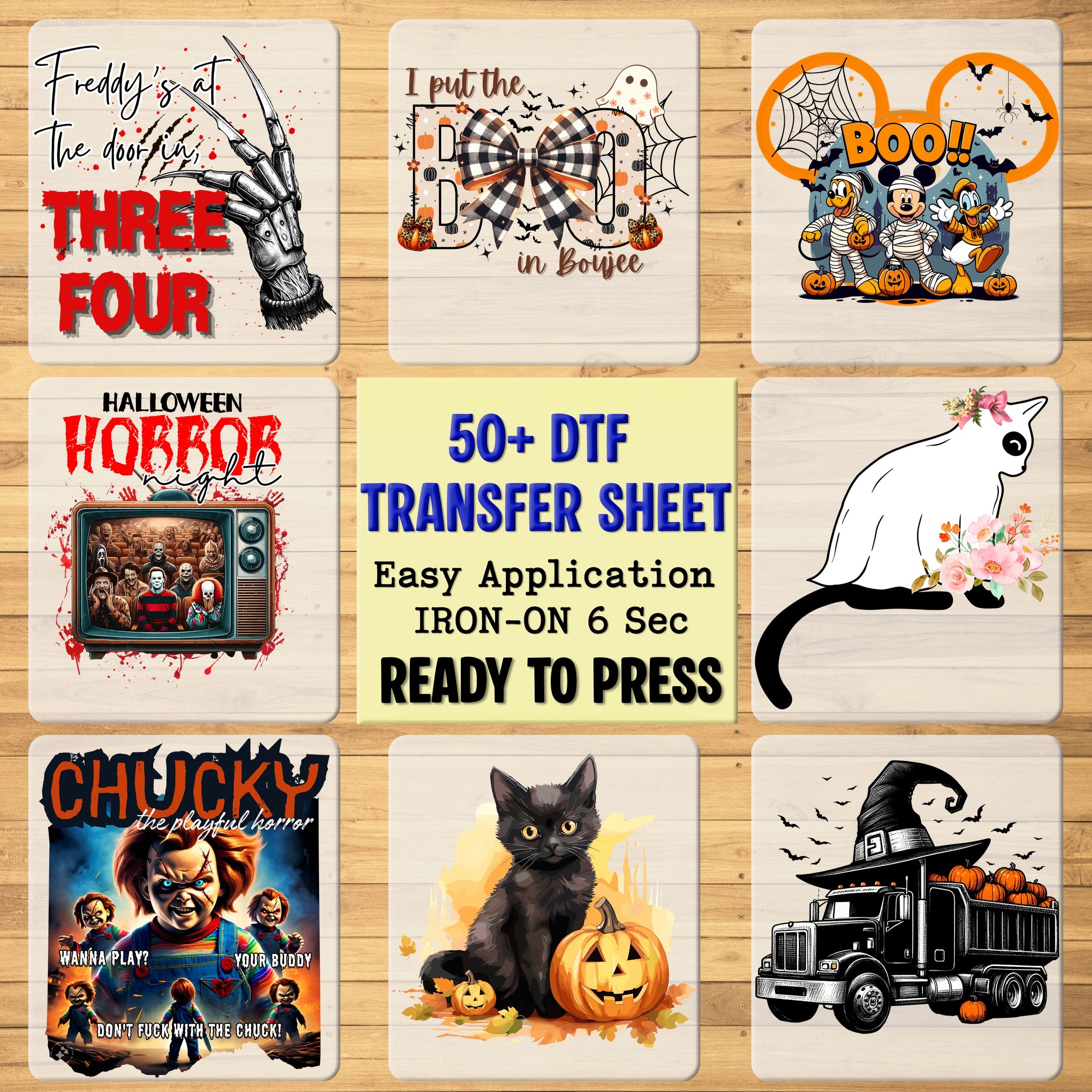 Horror Slasher Halloween DTF Transfer for Gothic Apparel & Cosplay - Ready to Press Iron-On for Dark T-Shirt or Sweatshirt