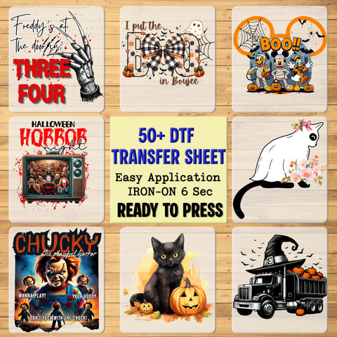 Horror Slasher Halloween DTF Transfer for Gothic Apparel & Cosplay - Ready to Press Iron-On for Dark T-Shirt or Sweatshirt