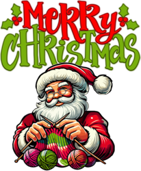 Santa Crochet Christmas Shirt, Christmas Knitting T-Shirt, Grandma Gift Shirts,  Cute Santa Graphic Shirt, Christmas Crochet T-Shirts