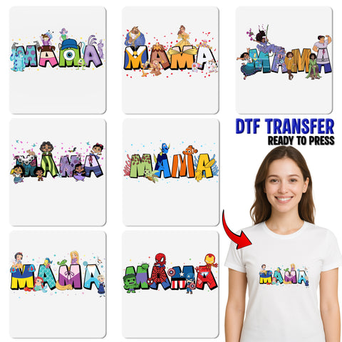 Cute Cars Movie MAMA DTF Transfer for Mother's Day T-Shirts & Apparel, Ready To Press Racing Car Mom Shirt, Funny Automotive Gift
