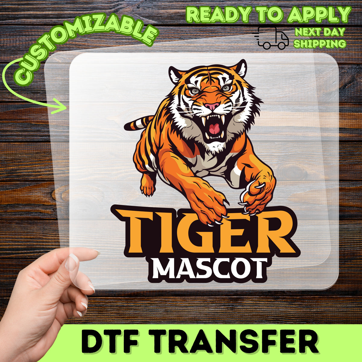 Fierce Tiger Mascot DTF Transfer | Bold Sports Team Apparel | Ready Iron-On for School Spirit & College Gear