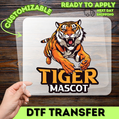 Fierce Tiger Mascot DTF Transfer | Bold Sports Team Apparel | Ready Iron-On for School Spirit & College Gear