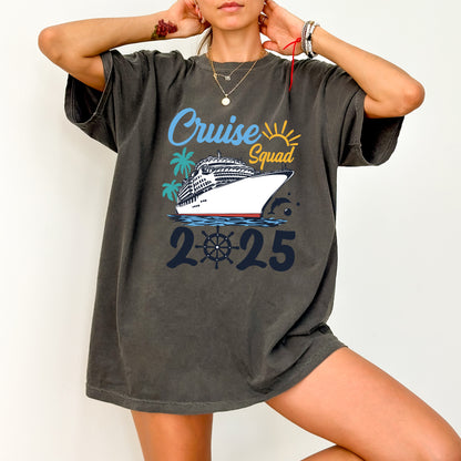 Retro Cruise Squad 2025 DTF Transfer for Family & Friends Vacation Apparel | Ready To Press Nautical Iron-On Design