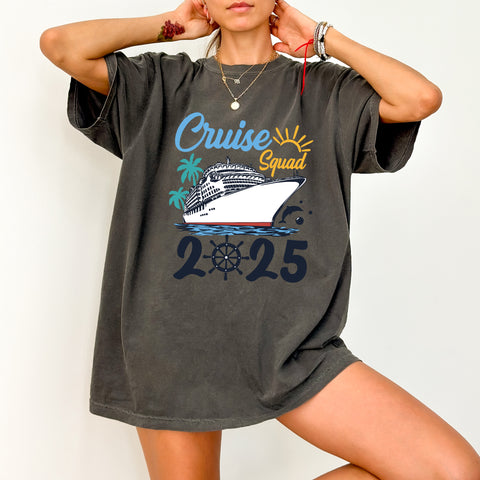 Retro Cruise Squad 2025 DTF Transfer for Family & Friends Vacation Apparel | Ready To Press Nautical Iron-On Design
