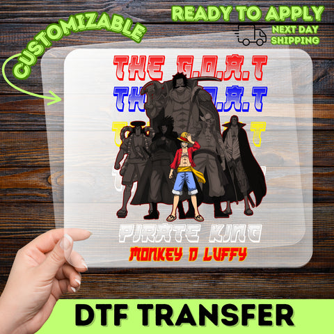 Anime Pirate DTF Transfer, Ready To Press Manga Art Clothing for Fans, Bold Graphic Iron-On for T-shirts & Apparel, Pirate King Cosplay