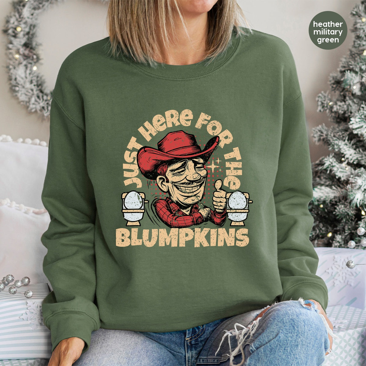 Funny Halloween Cowboy DTF Transfer, Ready to Press Blumpkins Humor Iron-On for Adult Party Shirts, Retro Comic T-shirt Design