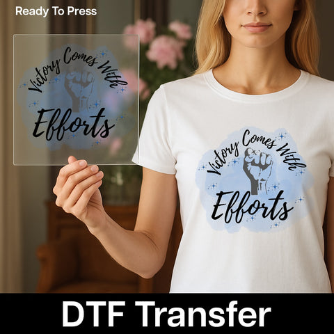Motivational Raised Fist DTF Transfer for Success Empowerment T-shirt, Ready To Press Iron-On Apparel for Team Building & Achievements