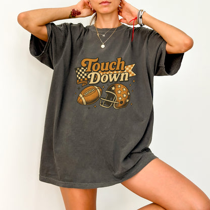 Retro Touchdown Football Celebration DTF Transfer for Game Day T-shirt, Ready To Press Vintage Sports Fan Apparel, Fun Tailgate Party Gift