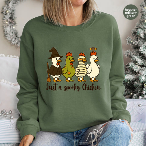 Funny Halloween Farm Animal DTF Transfer for T-shirt with Witch, Zombie, Mummy Chickens & More Humor