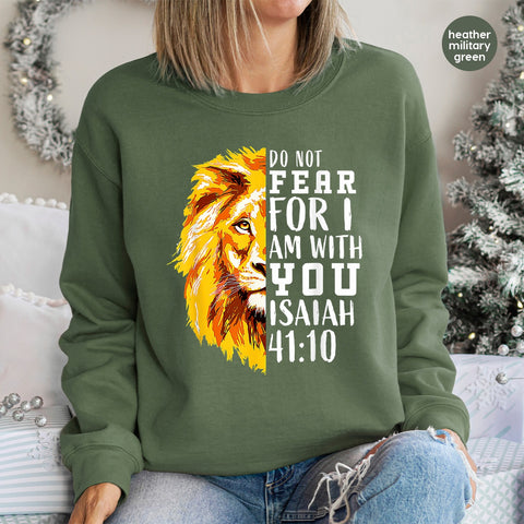 Inspirational Christian Lion DTF Transfer Ready To Press - Isaiah 41:10 Religious Art for Church Apparel & Faith-Based Gifts