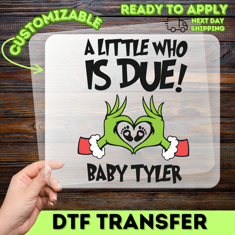 Funny Christmas Pregnancy Announcement DTF Transfer, Dr. Seuss Xmas Iron-On Ready To Press for Holiday Shirts, Cute Family Reveal Apparel