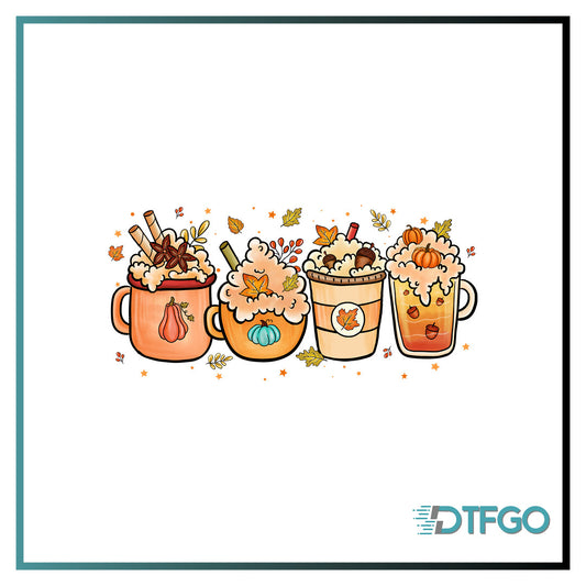 Pumpkin Spice Latte DTF Transfer — Fall Coffee Cups